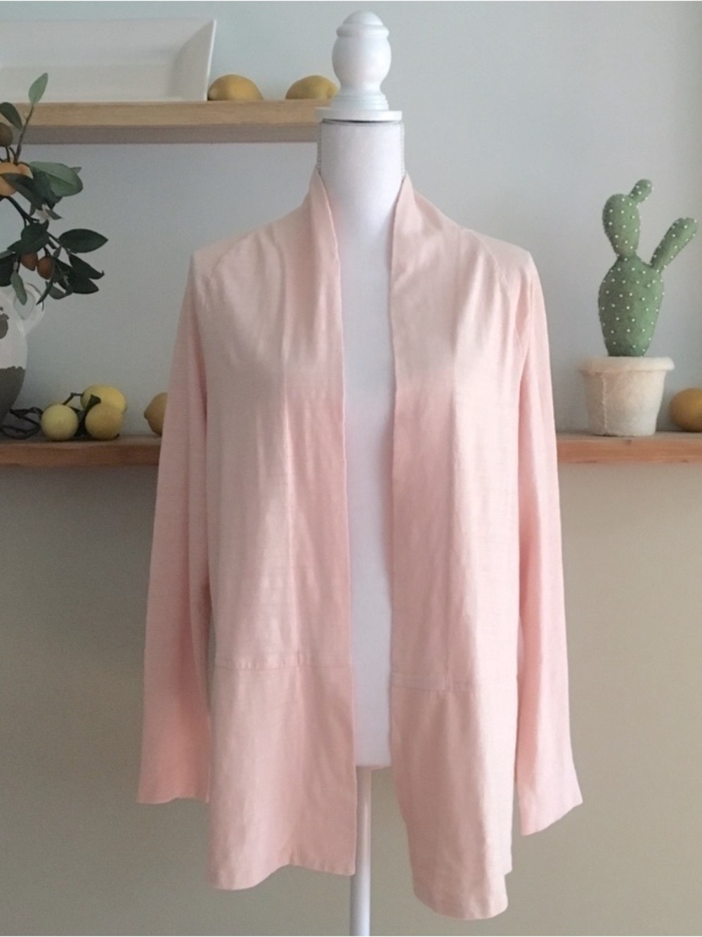 Loft Pink Open Front Cotton Lightweight Cardigan Jacket, Size M, New without Tag
